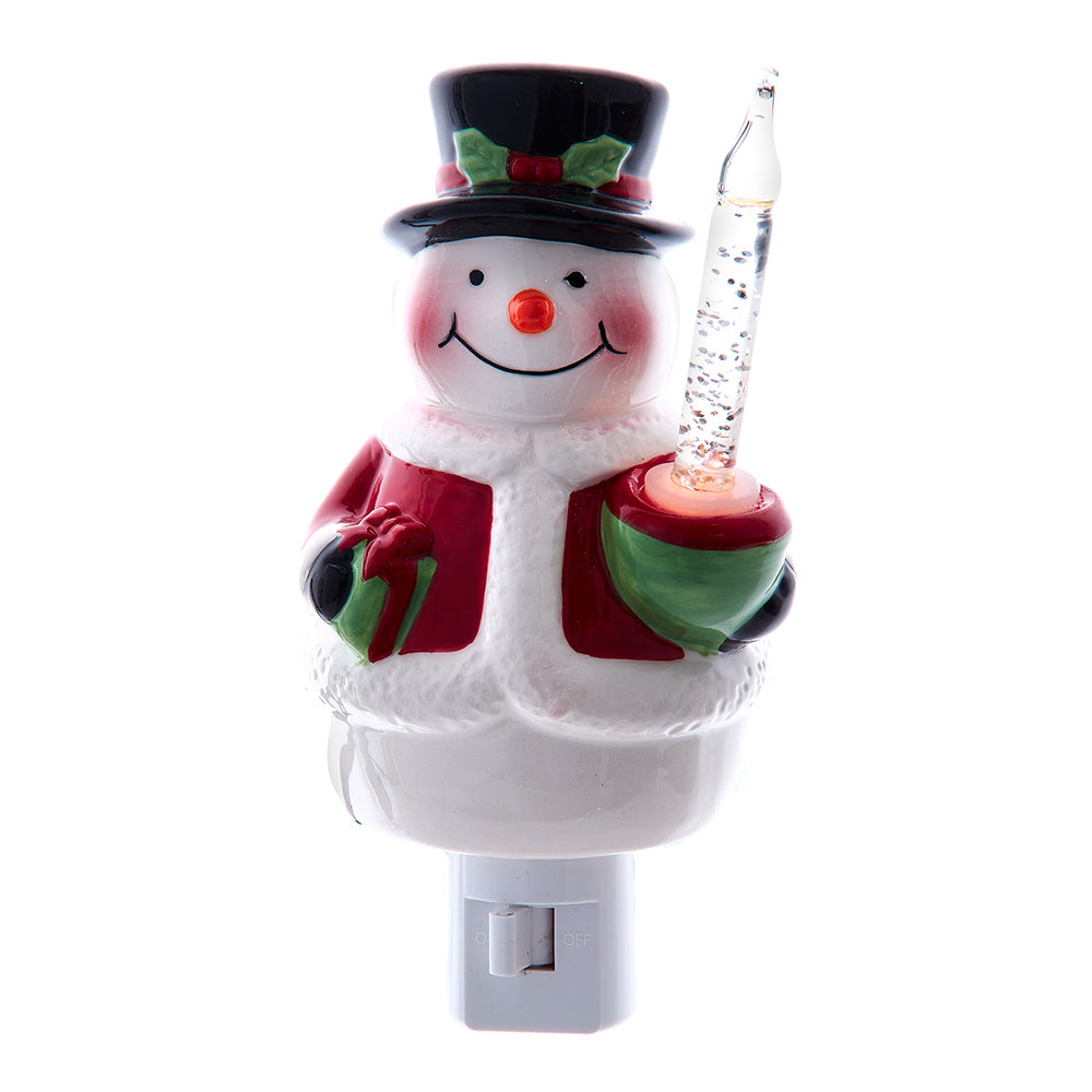 Ceramic Snowman With Bubble Light Night Light
