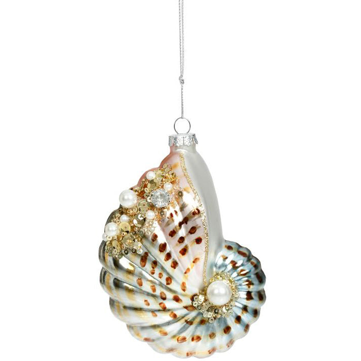 Moon Shell with Pearl Ornament 4.5"