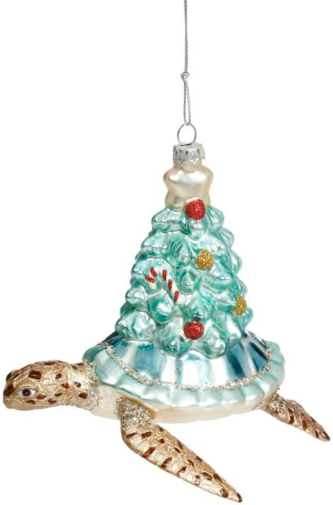 Turtle with Christmas Tree Ornament 5"