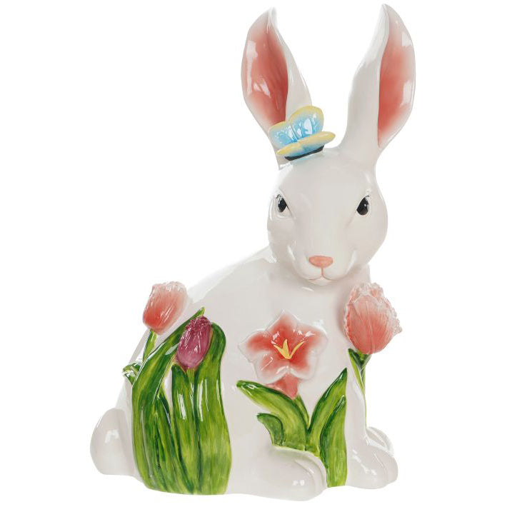 Bunny with Tulips and Butterfly 13.5"