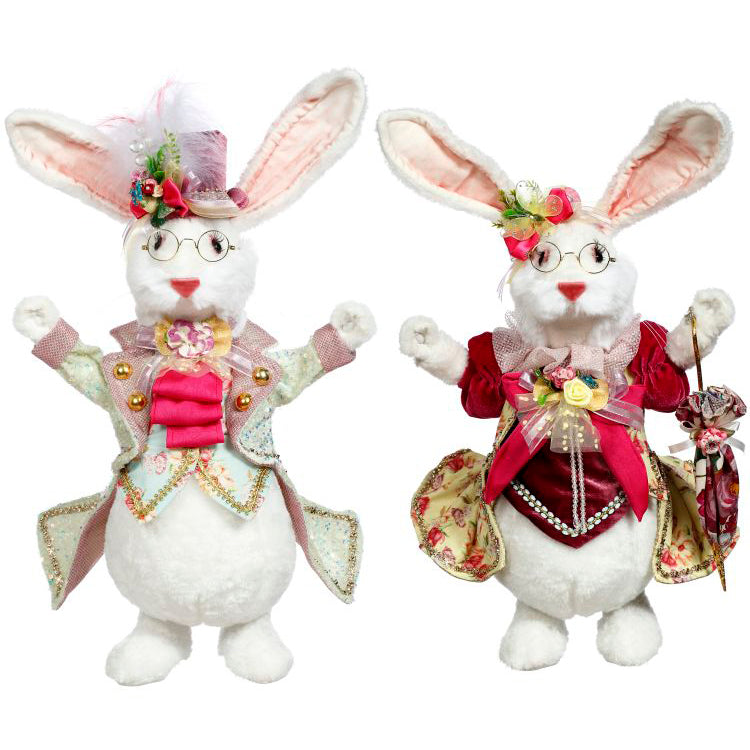 Mr & Mrs Fluffy Chubby Rabbit 15" Set of 2