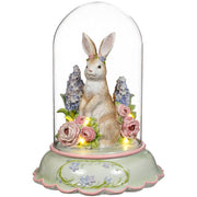 Lighted Bunny with Flower Dome 12"