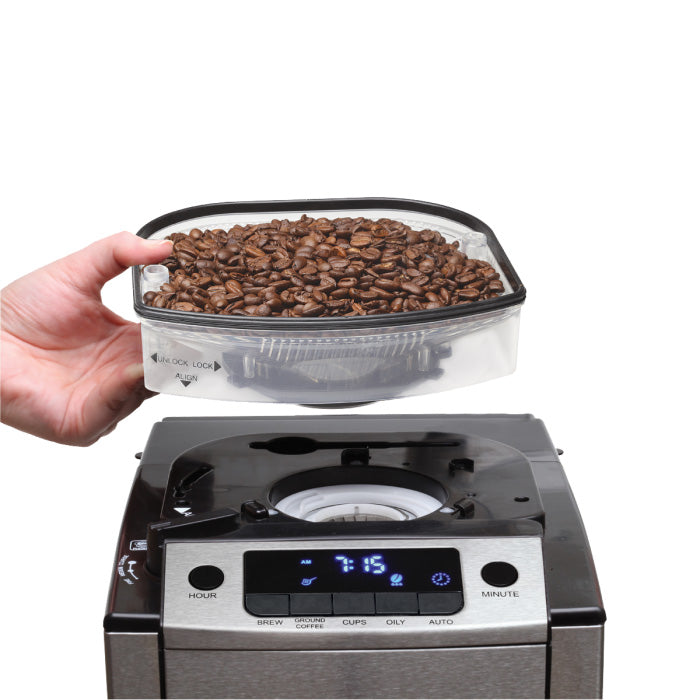 CoffeeTEAM PRO Plus Therm 10-Cup Stainless Steel Thermal Carafe Coffee Maker and Conical Burr Grinder Combination