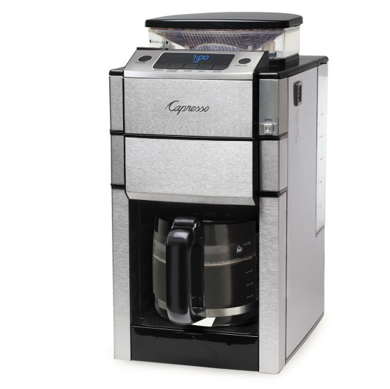 CoffeeTEAM PRO Plus Glass 12-Cup Glass Carafe Coffee Maker and Conical Burr Grinder Combination