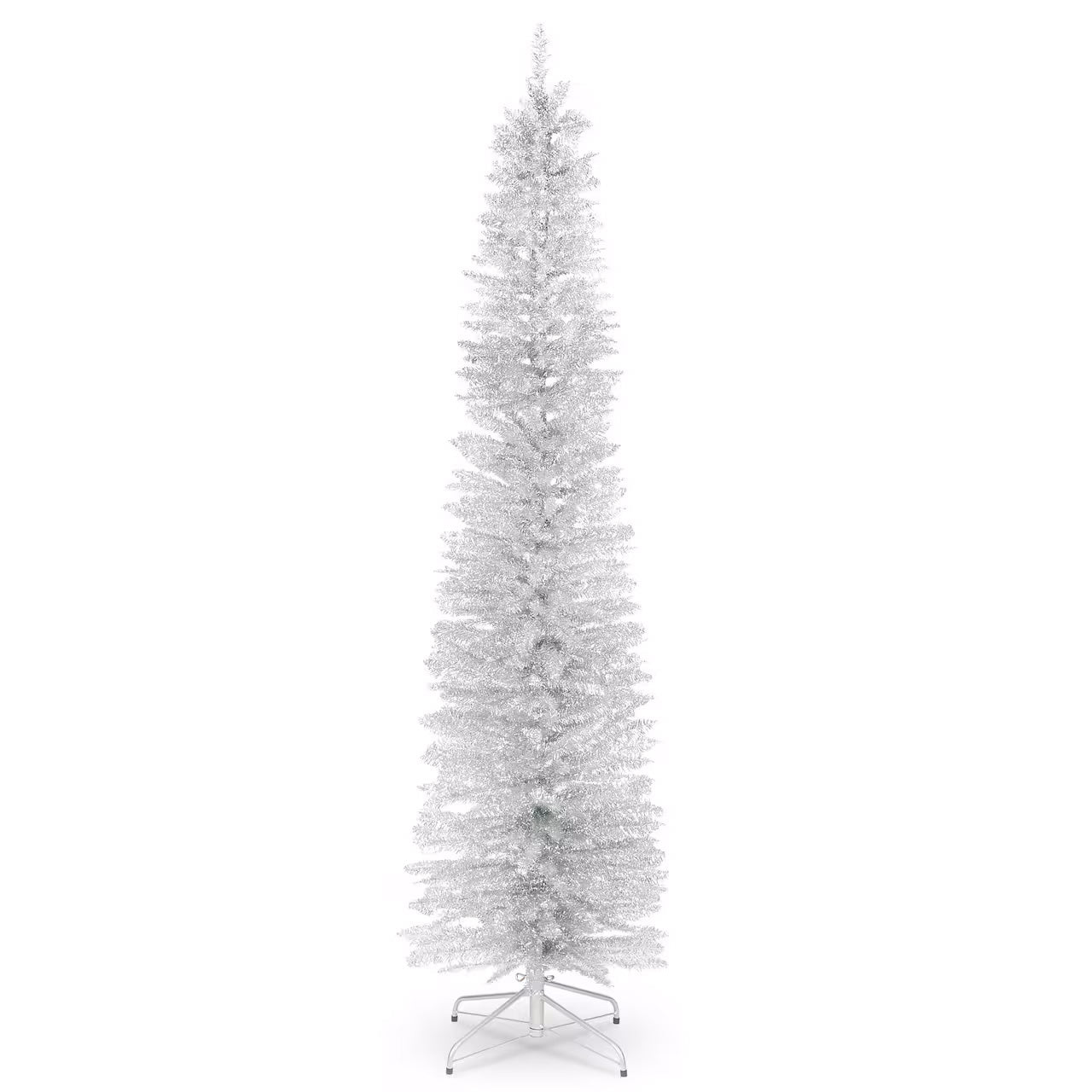 Retro Silver Unlit Tinsel Tree 7'