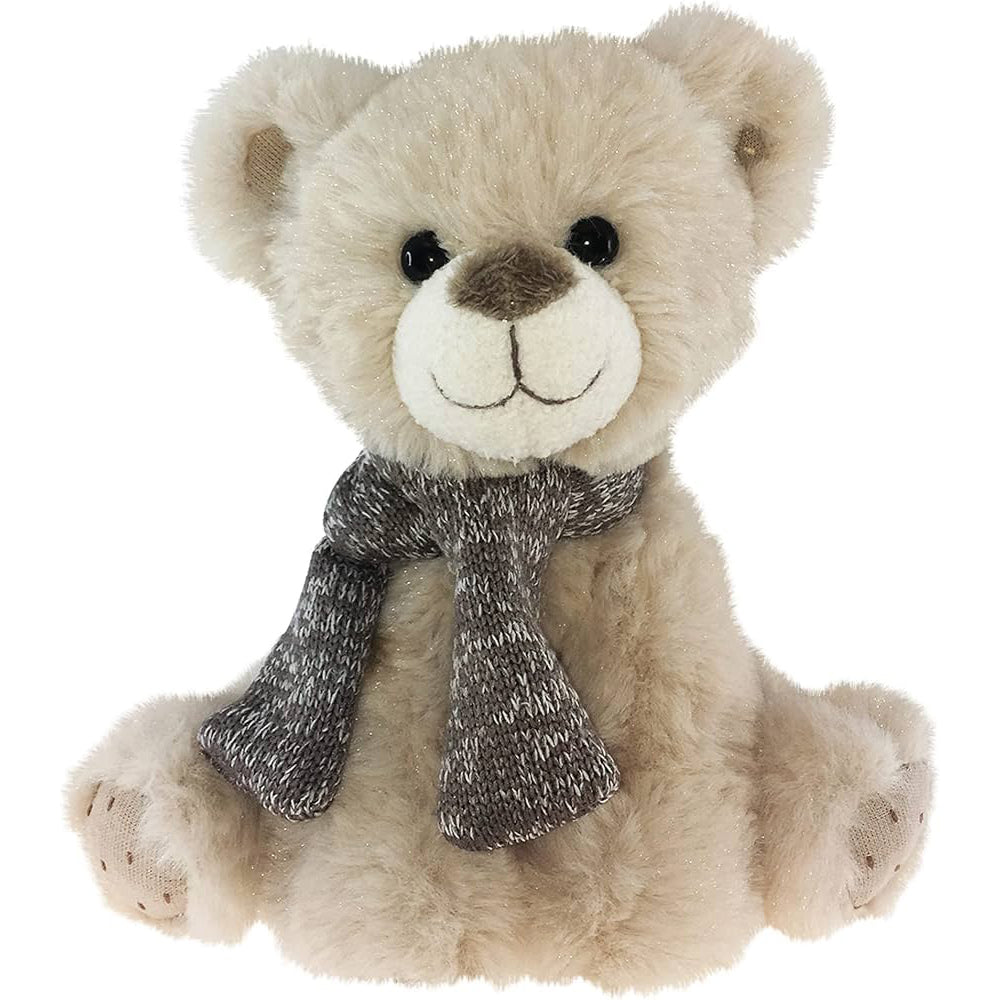 Sitting Tan Bear with Gray Scarf