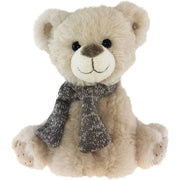 Sitting Tan Bear with Gray Scarf
