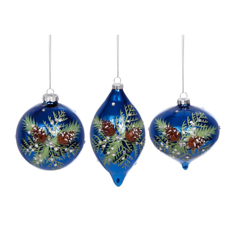 Winter Pinecone Ornament 4" Gift Boxed Set of 6