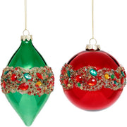 Christmas Sequined Ornament 4 and 5 Inches Set of 2