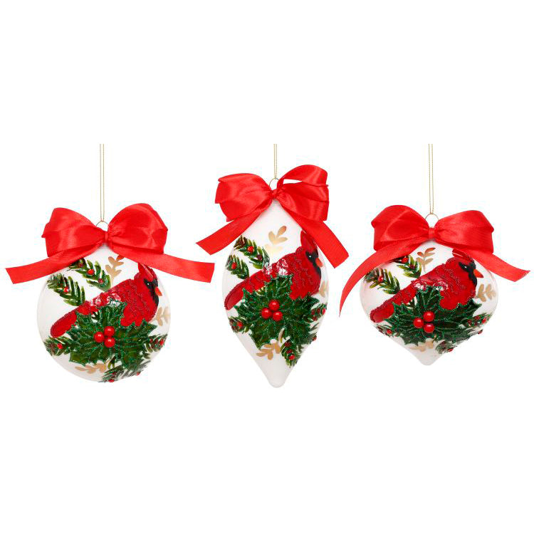 Holiday Cardinal Ornament 4 and 5" Gift Boxed Set of 6