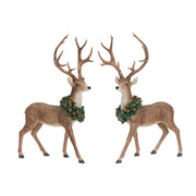 Deer with Wreath Figurines 16 x 28" Set of 2