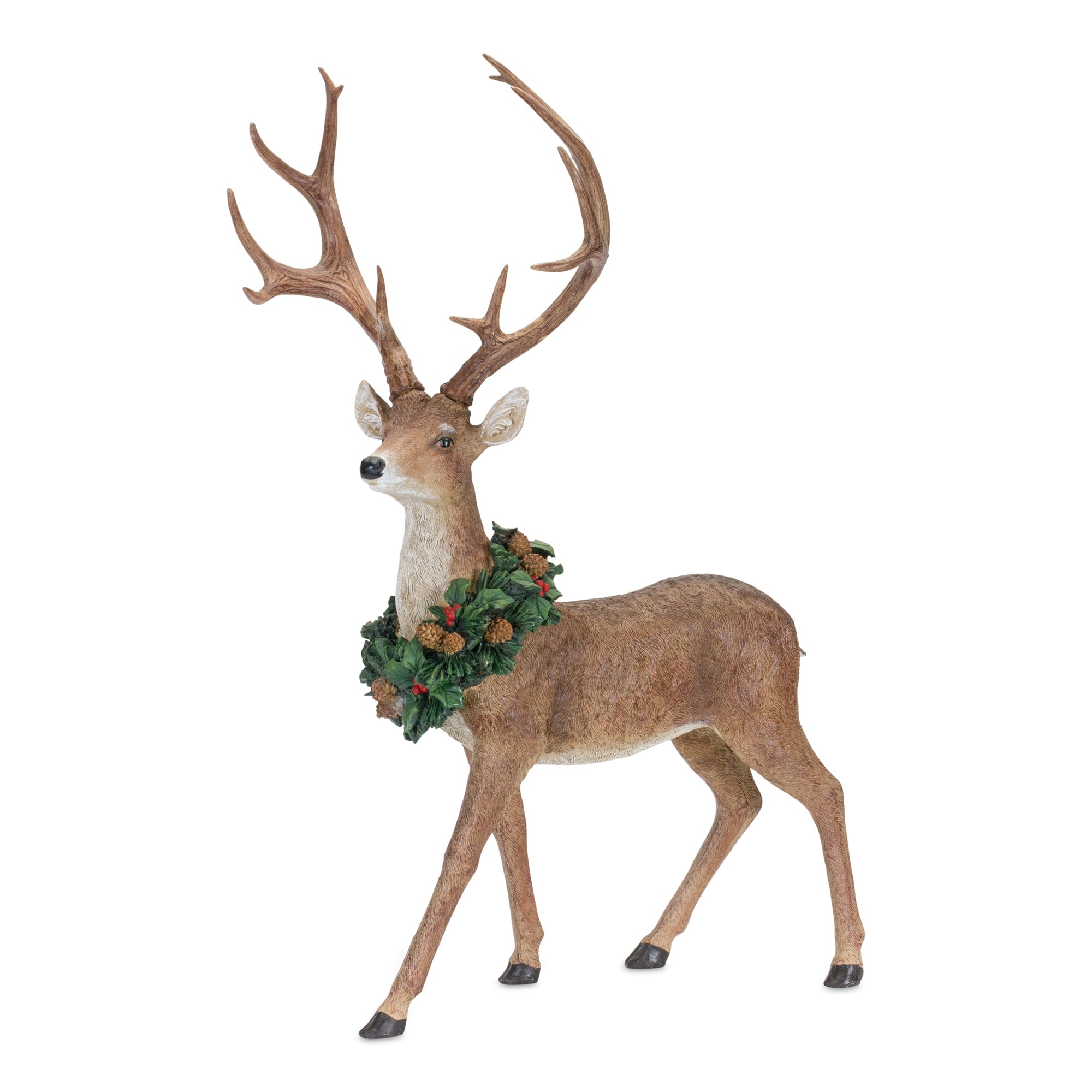 Deer with Wreath Figurines 16 x 28" Set of 2