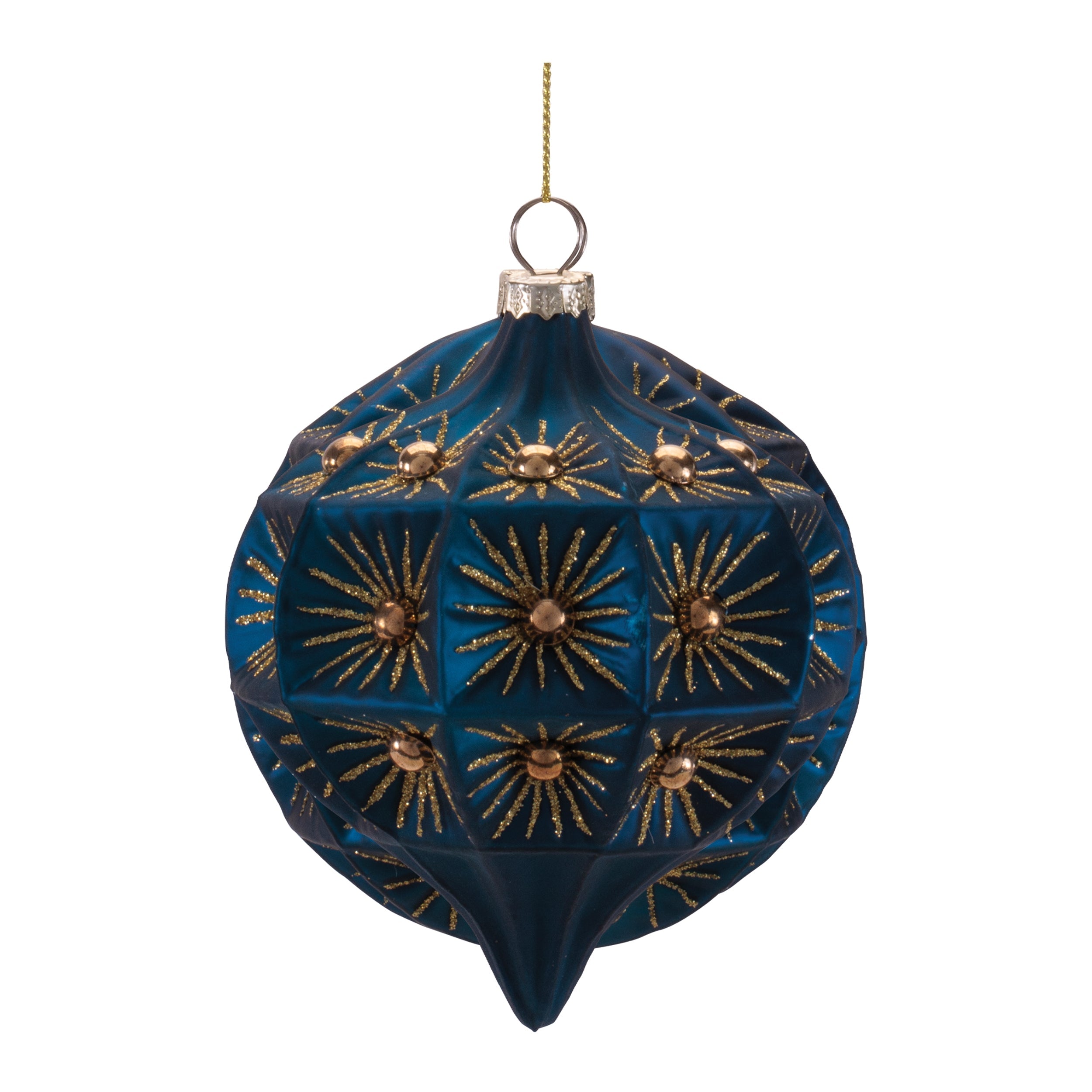 Midnight Blue with Gold Starburst Ornaments Set of 2