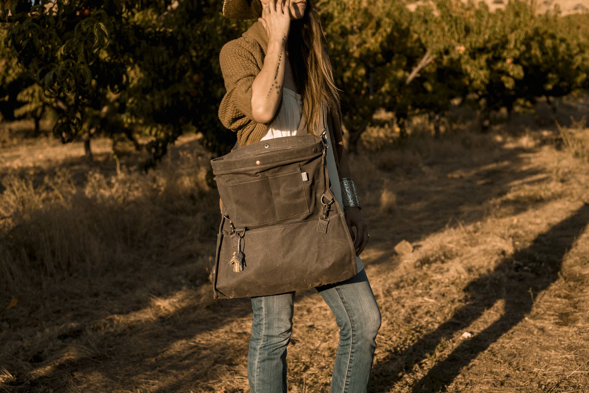 Harvesting & Gathering Bag Waxed Canvas Dark Khaki