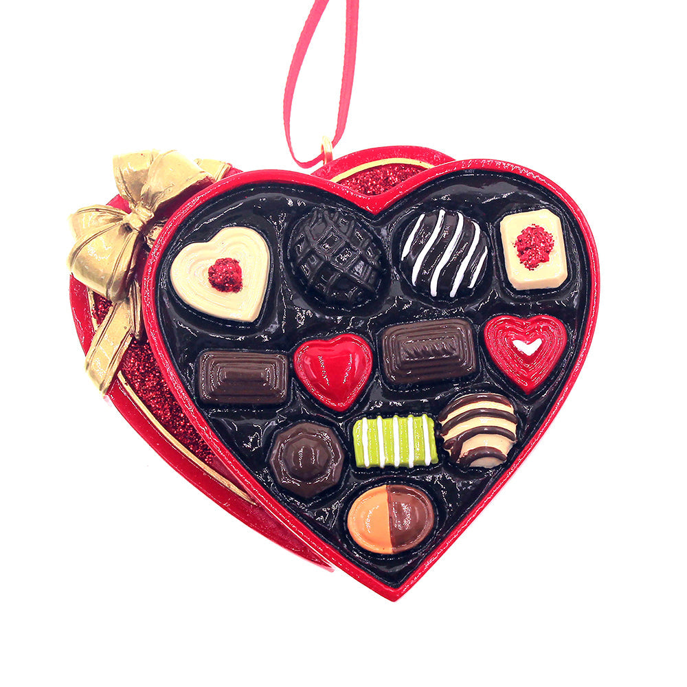Heart Shaped Chocolate Box Ornament 2.75"
