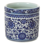 Classic Blue and White Asian Ceramic Vase 6 x 6.5"