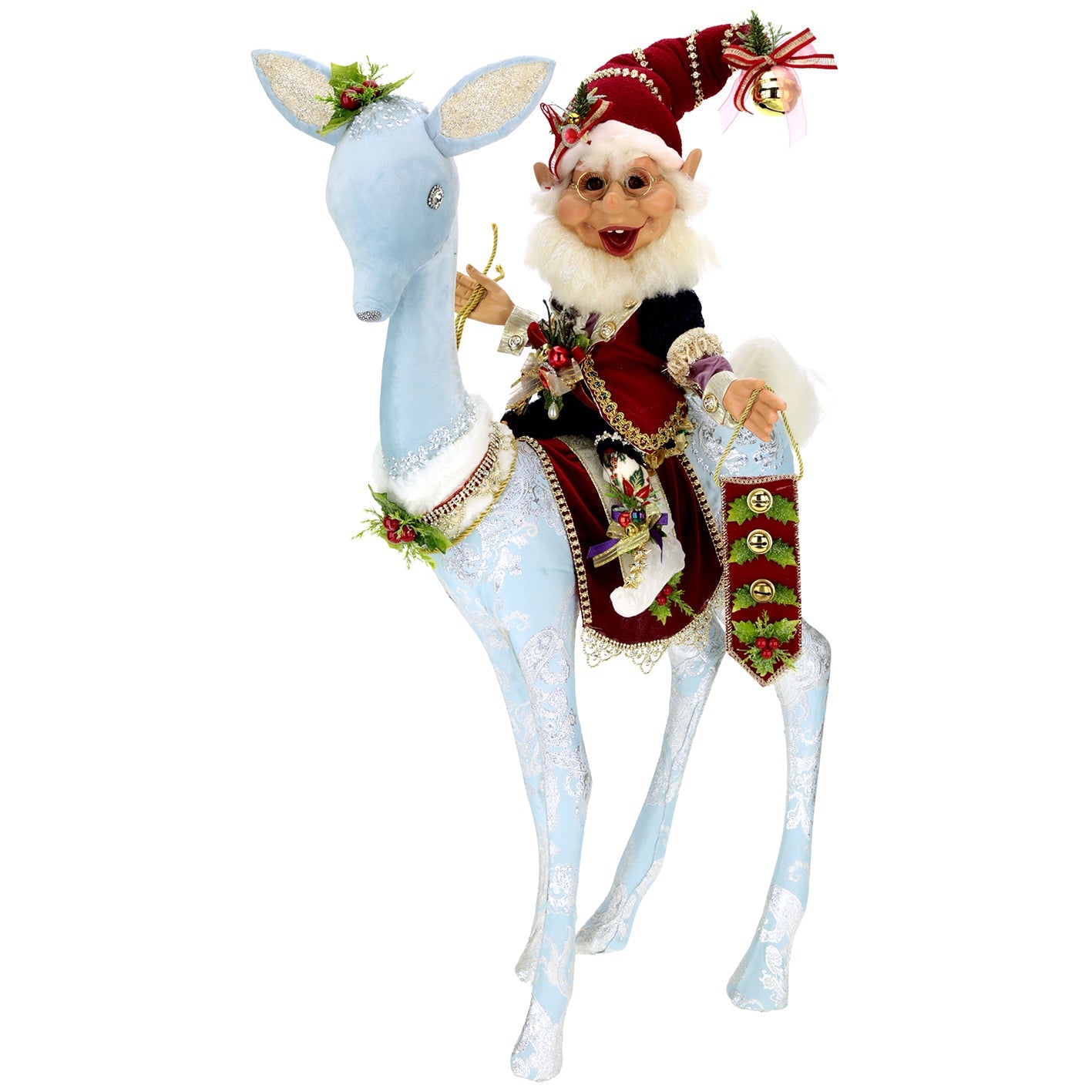 Holly and Berry Elf On Icy Deer 33" - 2 Pieces Made