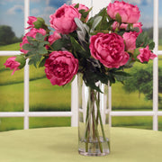 Luscious Rose Color Peony Arrangement in Glass Vase 19 Inches