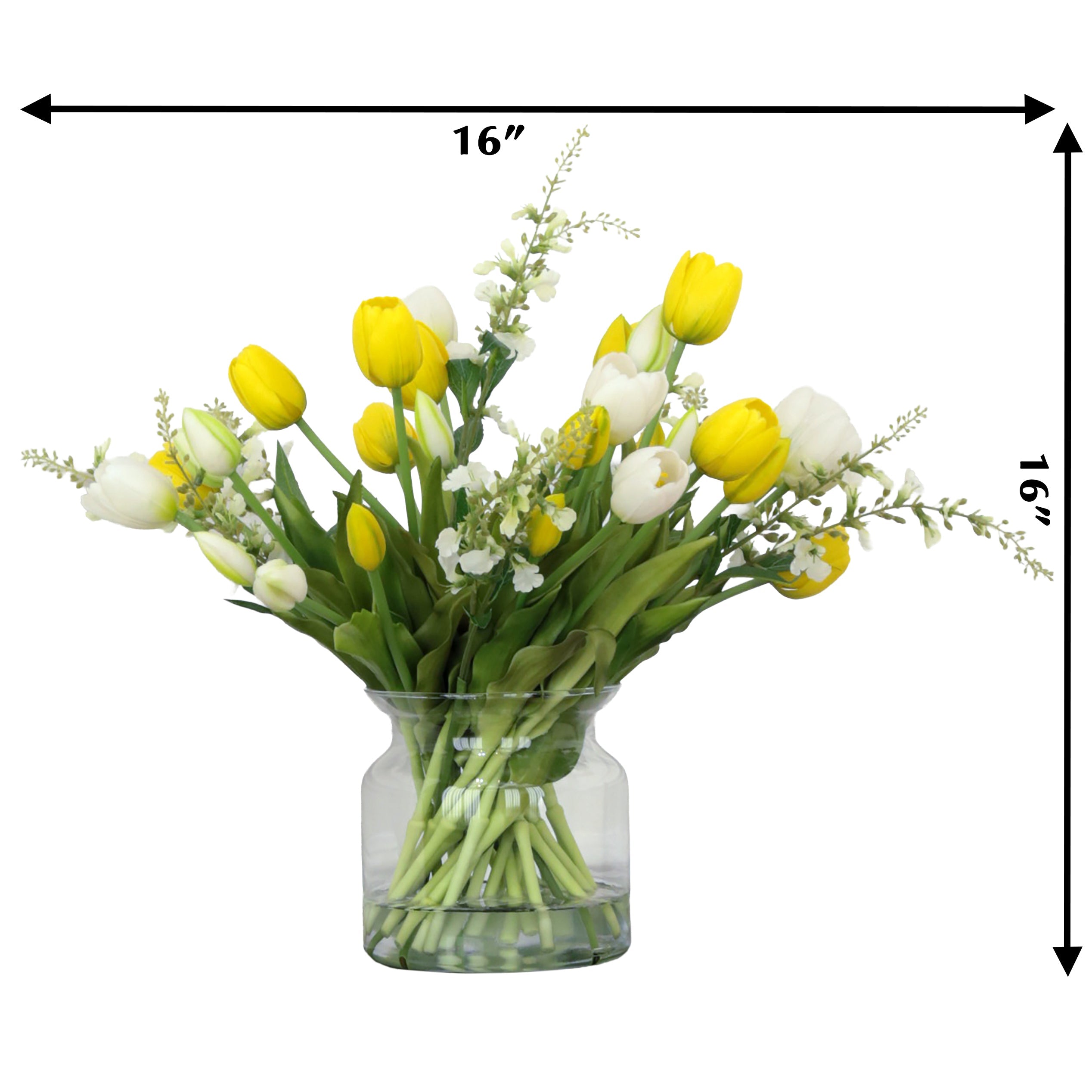Yellow Tulip Arrangement in Glass Jar 15 Inches