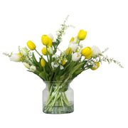 Yellow Tulip Arrangement in Glass Jar 15 Inches