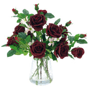 Deep Red Roses in Glass Crackle Vase 17 Inches