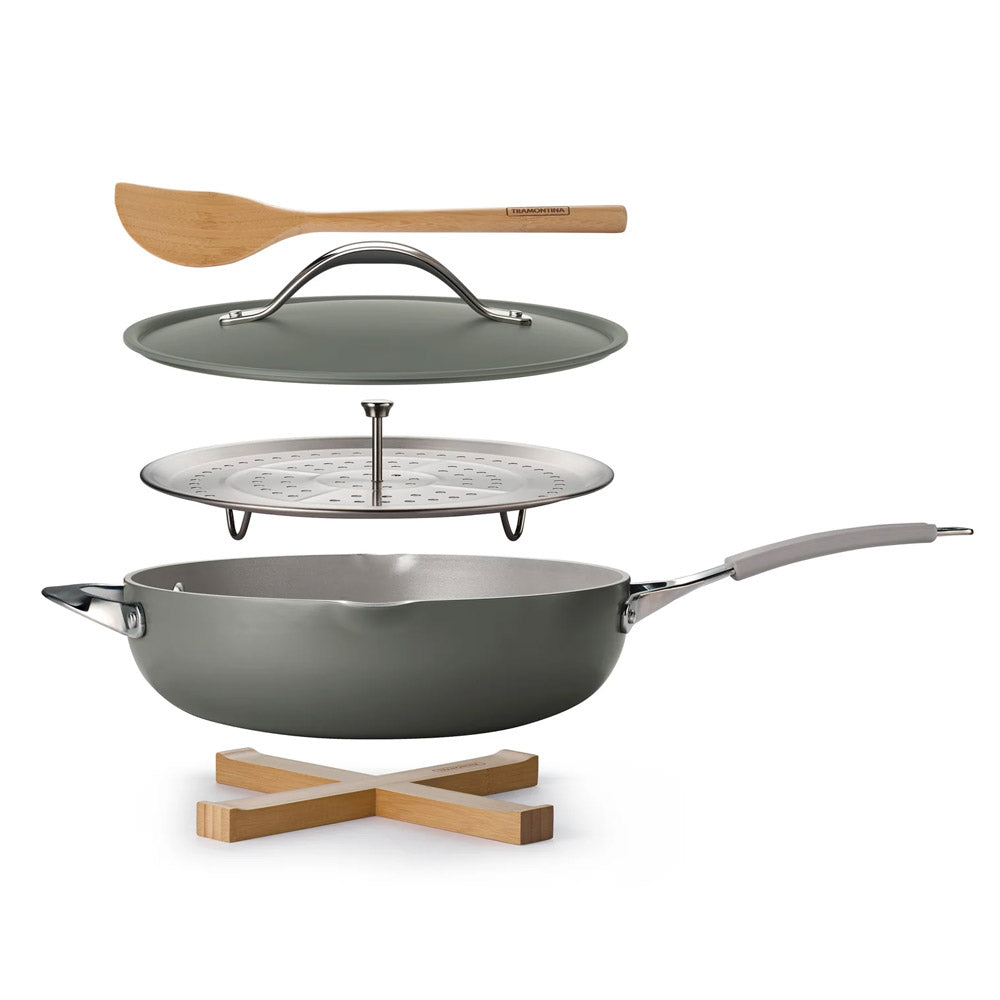 All in One Plus Pan Charcoal Ceramic Non Stick 5 Quart
