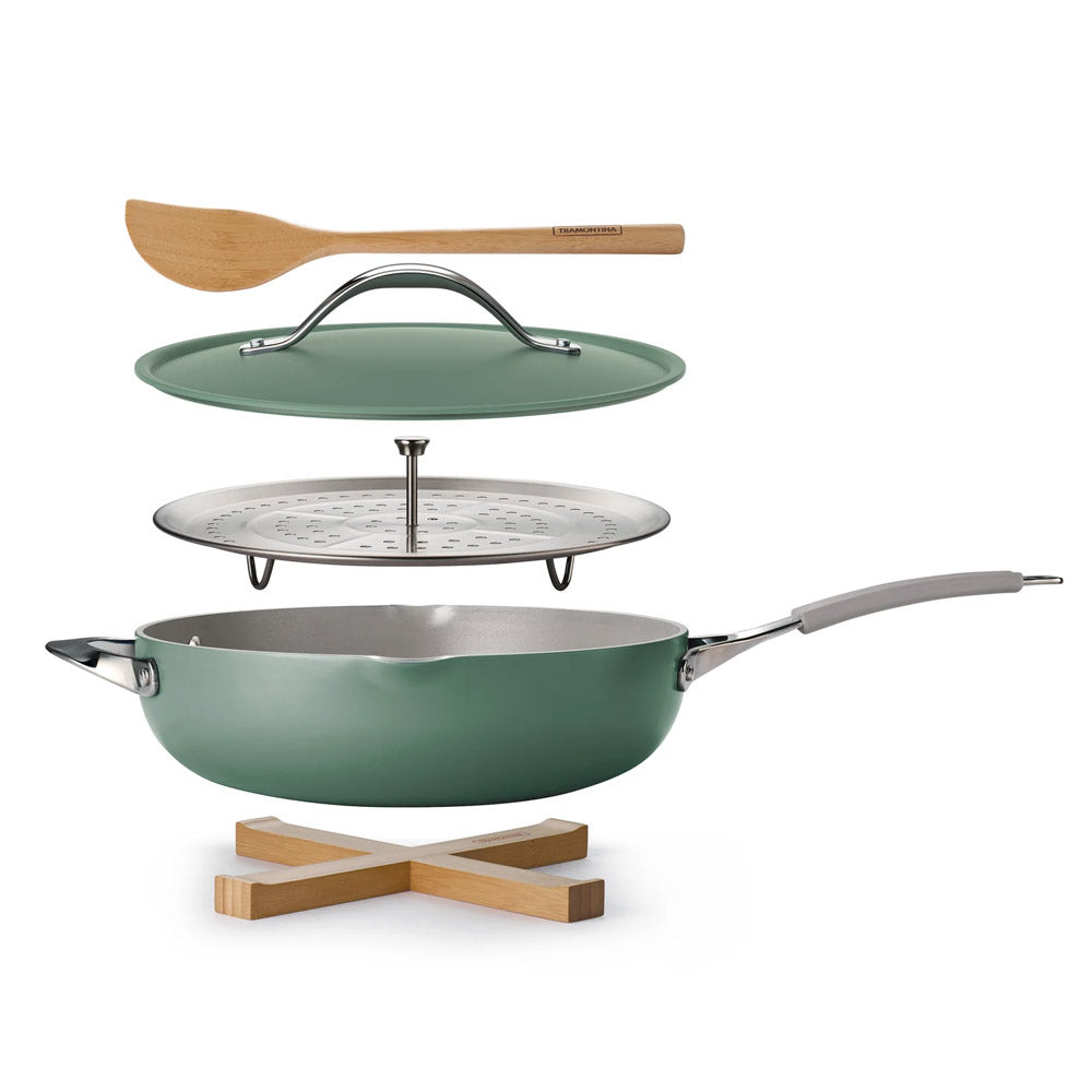 All in One Plus Pan Sea Salt Ceramic Non Stick 5 Quart