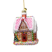 Bellissimo Gingerbread House Glass Ornament 5.75"