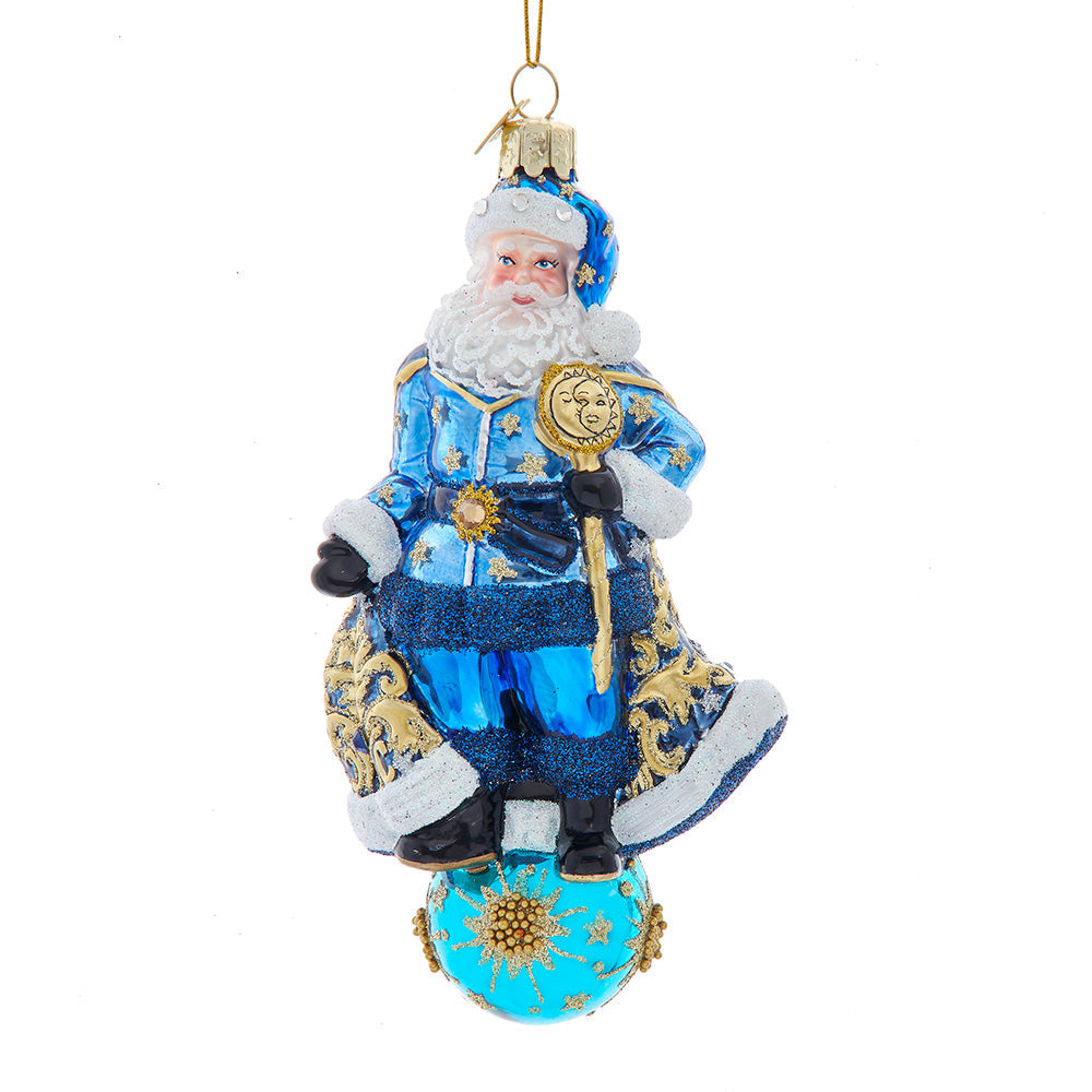 Bellissimo Celestial Santa Glass Ornament 6"