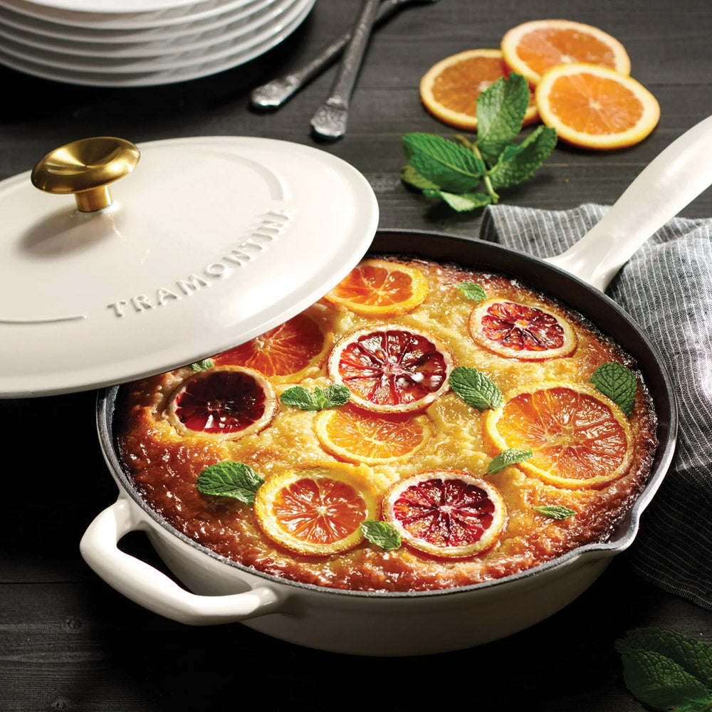 Bestow Latte Enameled Cast-Iron Covered Skillet 10 Inch