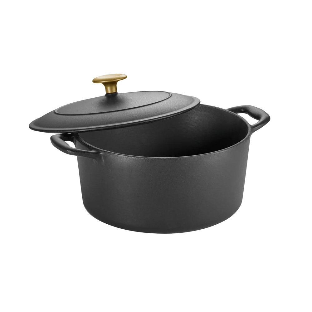 Bestow Matte Black Enameled Cast Iron Covered Round Dutch Oven 5.5 Quart