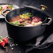 Bestow Matte Black Enameled Cast Iron Covered Round Dutch Oven 5.5 Quart