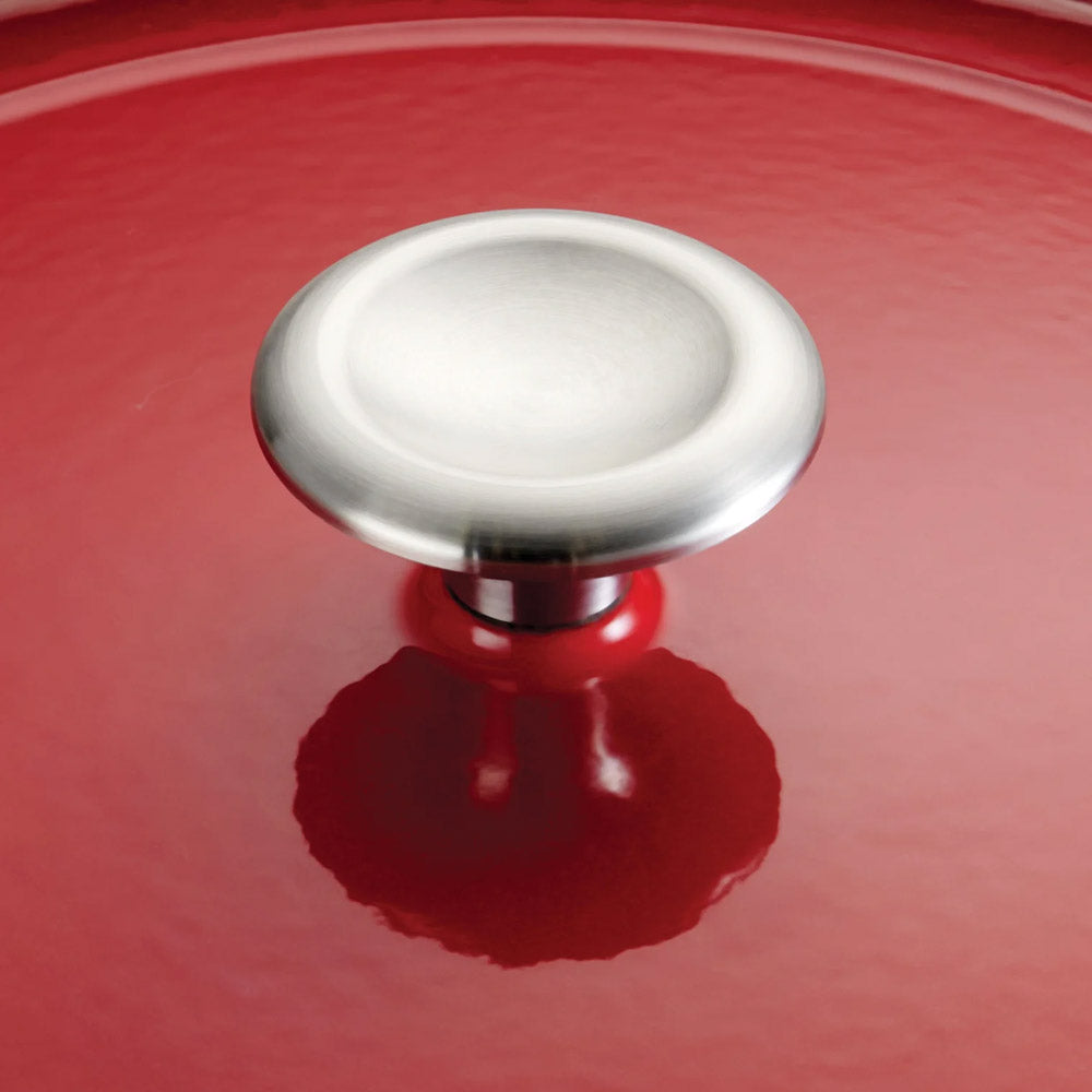 Bestow Gradated Red Enameled Cast-Iron Covered Oval Dutch Oven 7 Quart