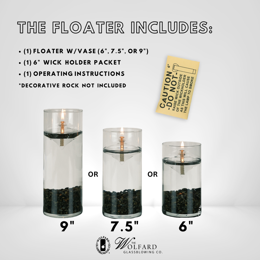 Wolfard Floating Oil Lamp Candle Trio Set of 3 PLUS Bonus Quart of Clear Lamp Oil