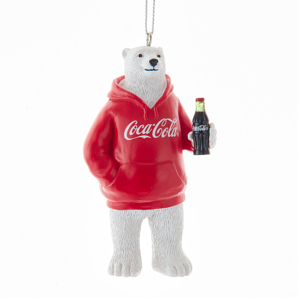 Coca-Cola® Polar Bear Wearing Hoodie Ornament 3.625"