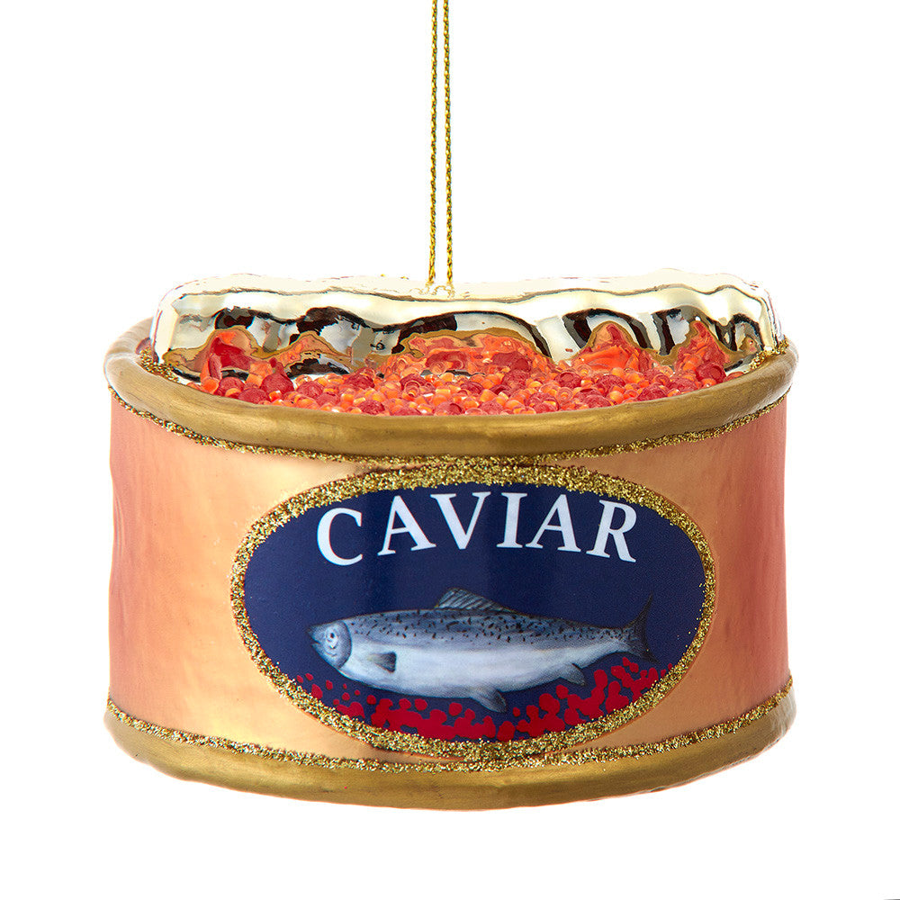 Glass Caviar Ornament 4"