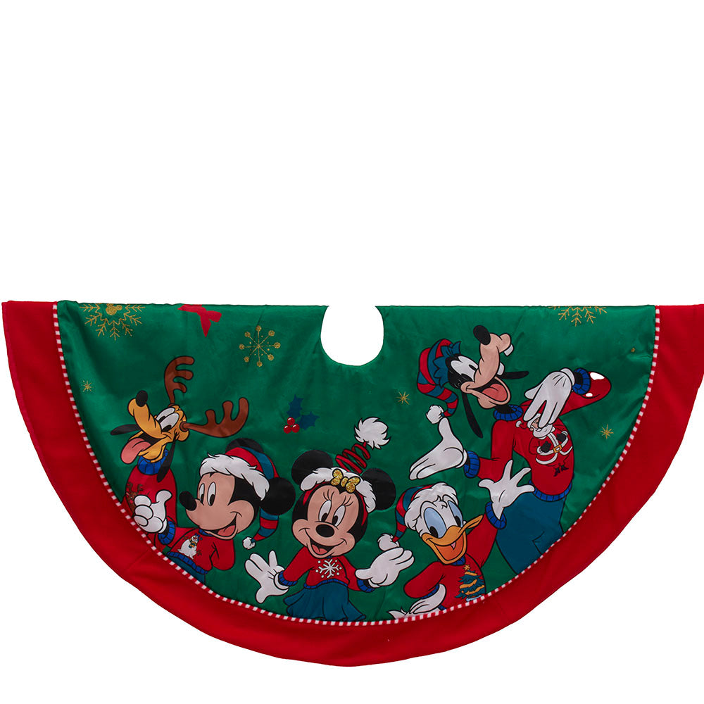 Green and Red Disney Mickey Mouse and Friends Tree Skirt 48"