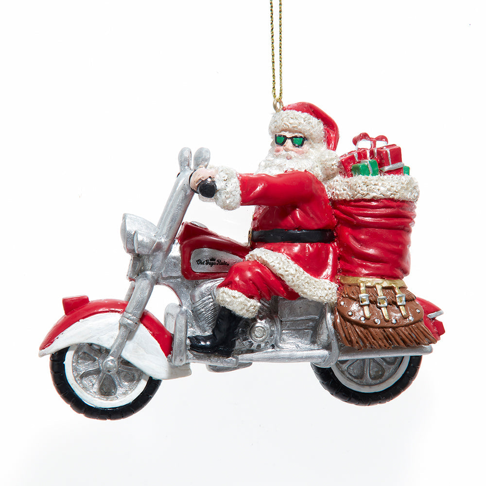 Old Guys Rule Motorcycle Santa Ornament 4.5"