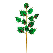 Red and Green Foil Holly Spray 24.5"
