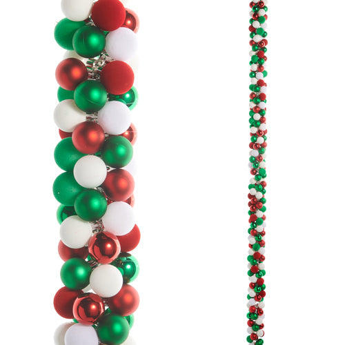 Red, Green and White Ball Garland 60 Inches