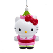 Hello Kitty with Elf Hat Ornament 3.5 Inches