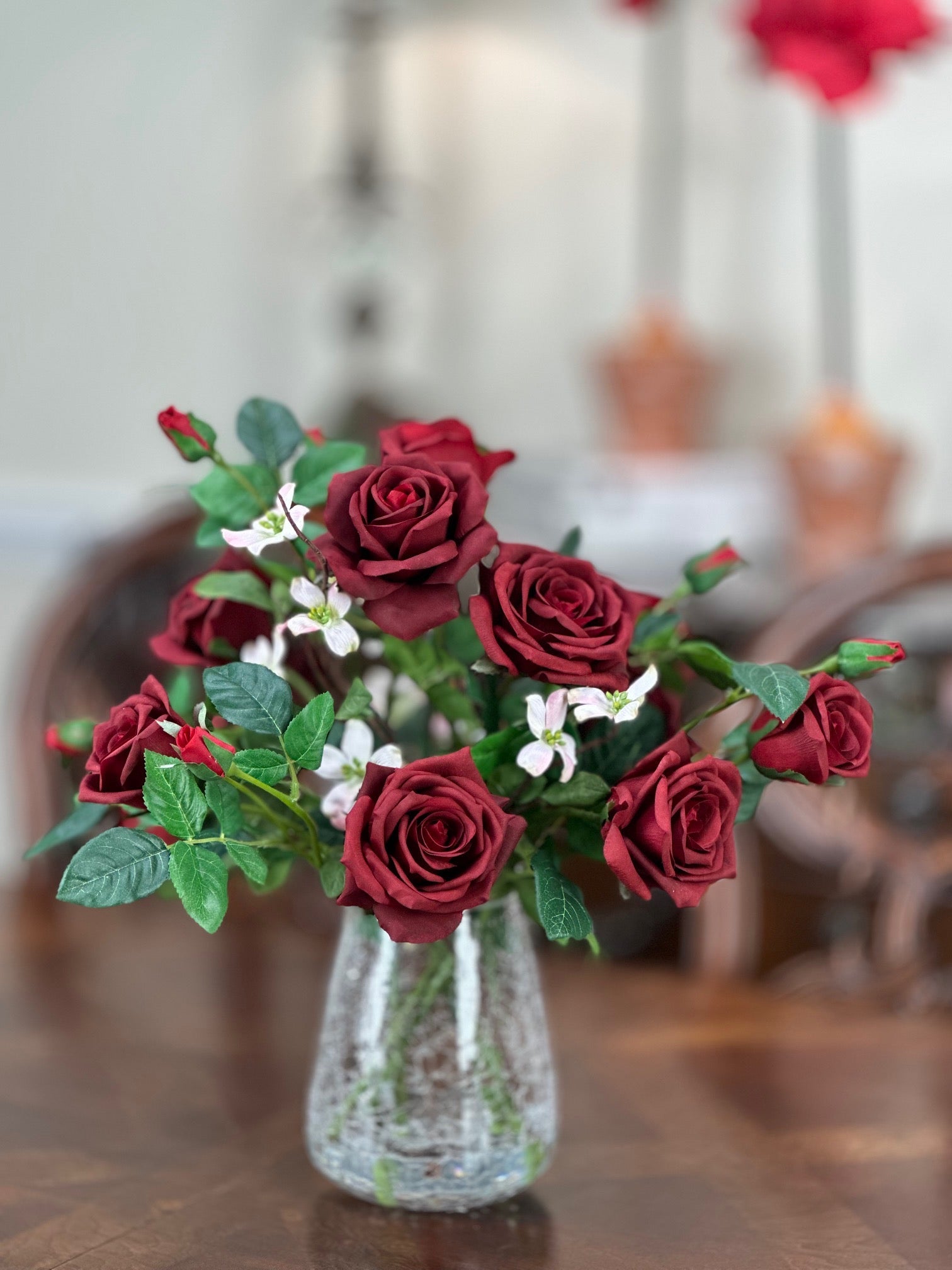 Natural Touch Lush Garden Rose Stem Red 31 Inches Set of 6