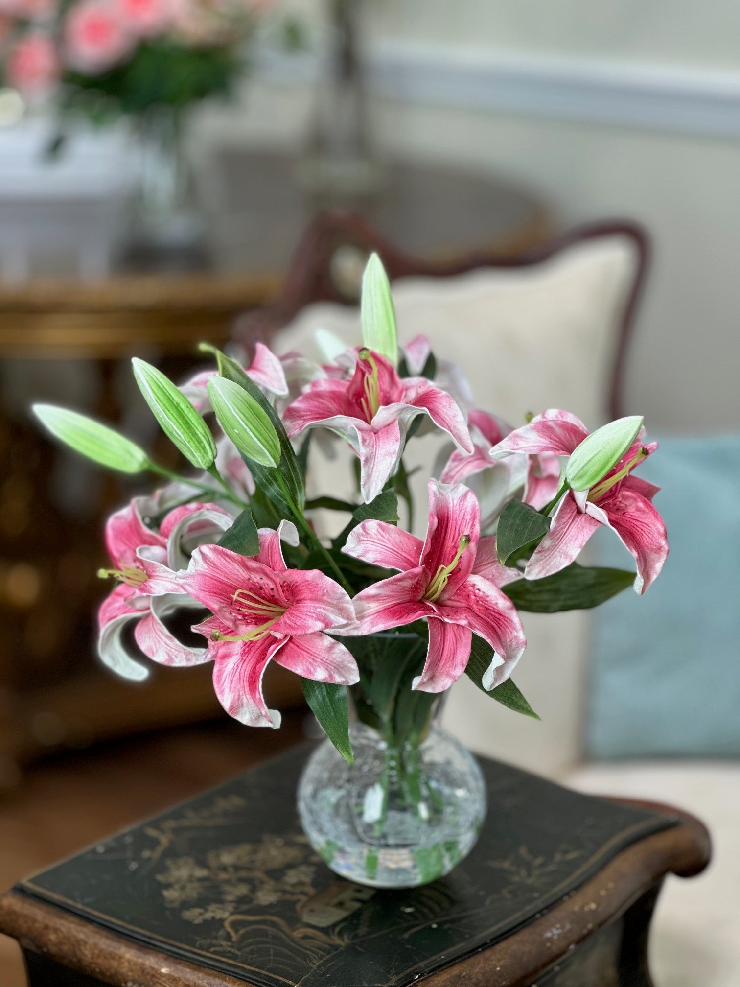 Natural Touch Majestic Star Gazer Lily Stem Purple 23 Inches Set of 6
