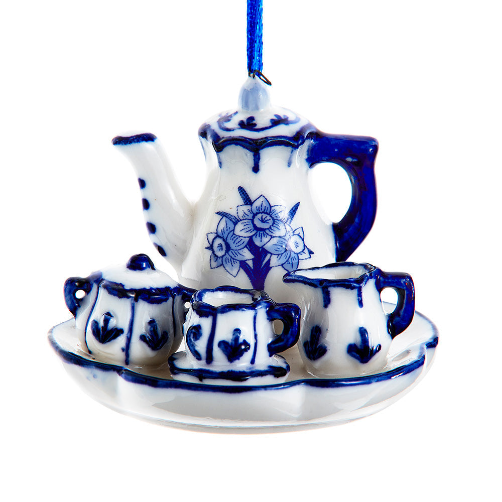 Delft Blue Afternoon Tea Porcelain Ornament 2.75"