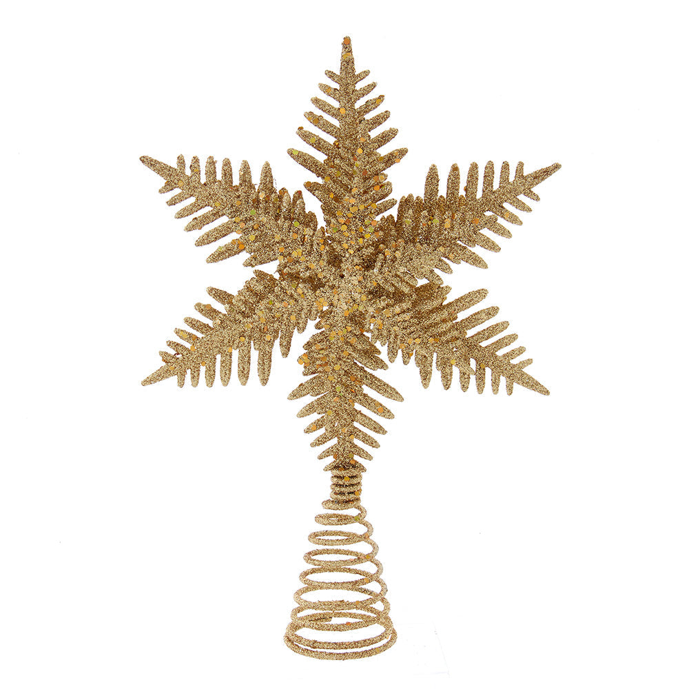 Gold Glitter Snowflake Tree Topper 12.2"