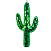Disco Green Mirrored Cactus Ornament 6"