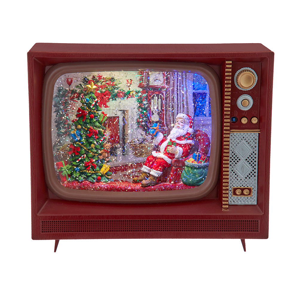 Musical TV With Spinning Glitter Water Table Piece 8.325"