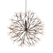 Floral Starburst Lighted Orb with Brown Wire 27.5"