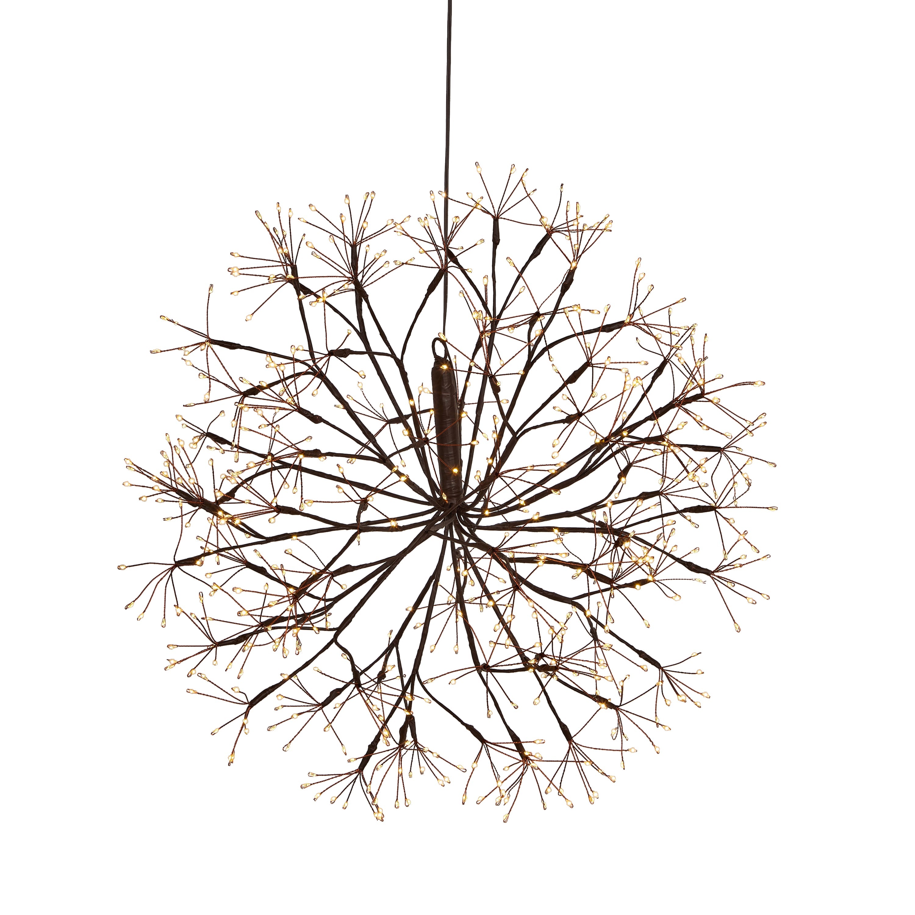 Floral Starburst Lighted Orb with Brown Wire 18"