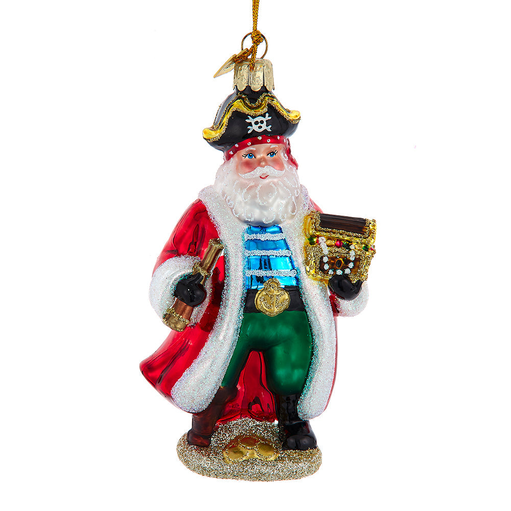 Noble Gems Santa Pirate Glass Ornament 4.5"